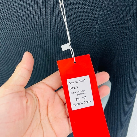 Rocorose Women's Turtleneck Ribbed Elbow Long Sleeve Knit Sweater Dress - Picture 5 of 8